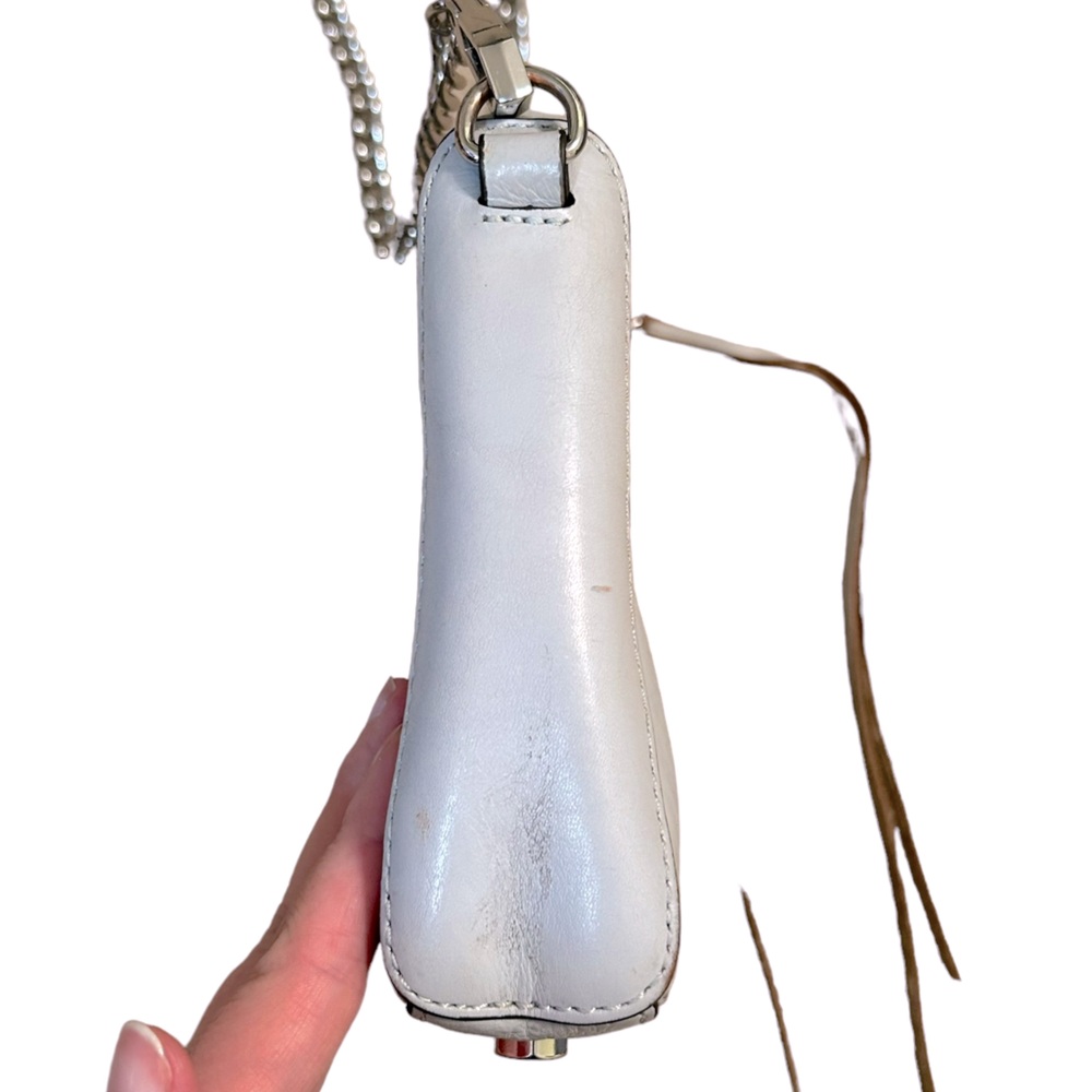 Rebecca Minkoff White Leather Crossbody Bag with Chain Strap - Picture 3 of 8